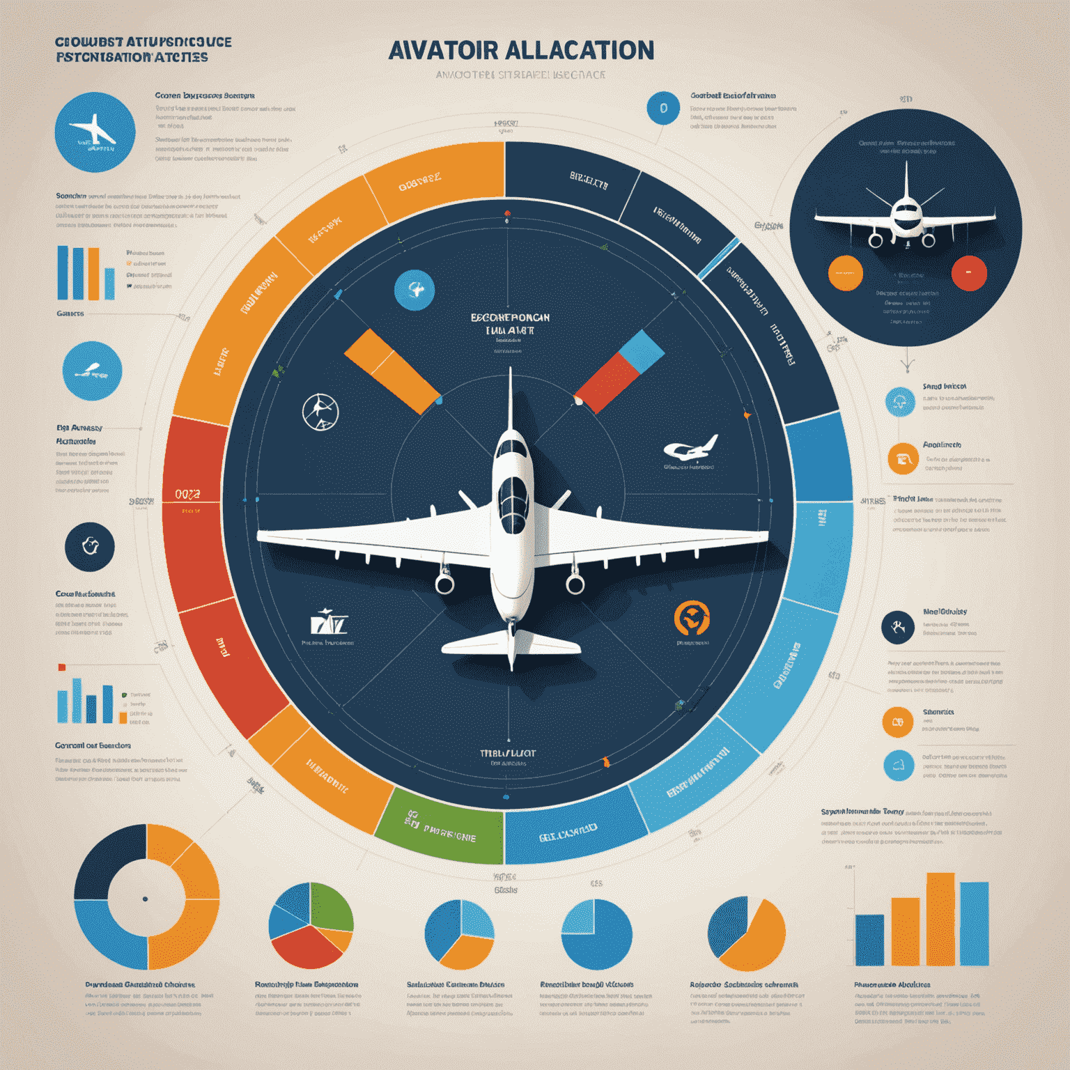 Diagram showing optimal resource allocation in Aviator, with pie charts and icons representing different aircraft types and their strategic importance